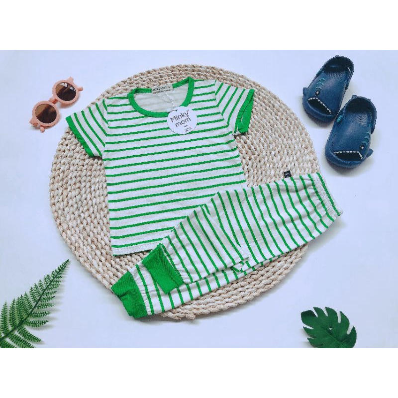 [HCM] Bộ Quần áo thu đông trẻ em tay ngắn quần dài, đồ bộ sọc siêu hot, Cotton thun lạnh Minky Mom, vải Sài Gòn loại 1