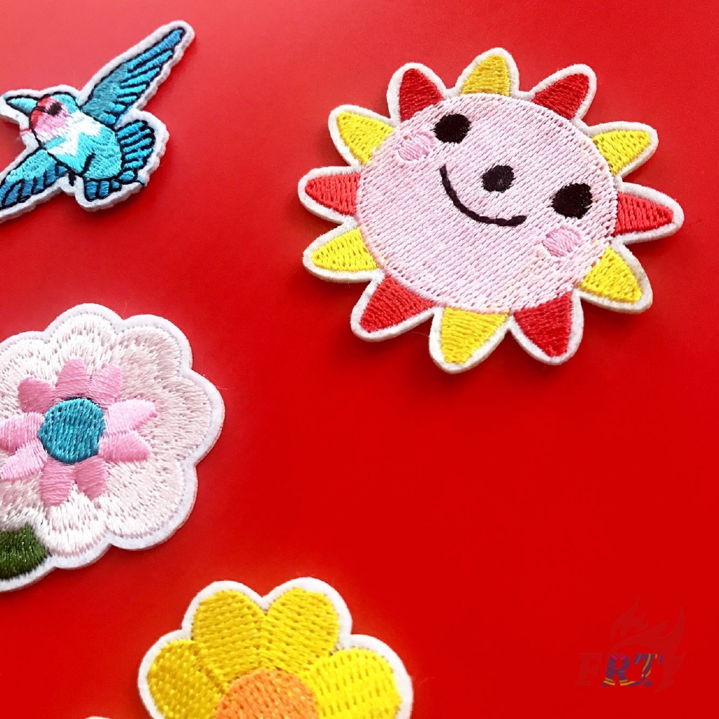 Miếng vải họa tiết hoa ủi trang trí quần áo DIY