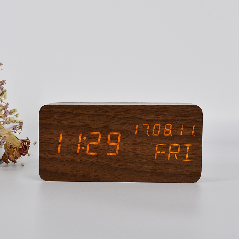 [ GIÁ HỦY DIÊT ] Đồng hồ báo thức điện tử vỏ gỗ cao cấp