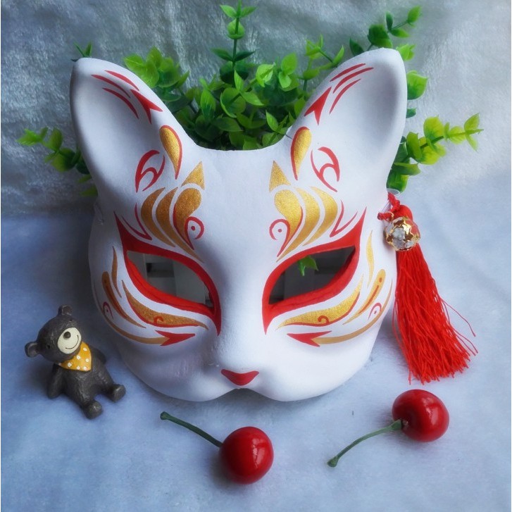 Mặt Nạ Hóa Trang Mèo / Cáo Vẽ Tay Kiểu Nhật Bản Dễ Thương