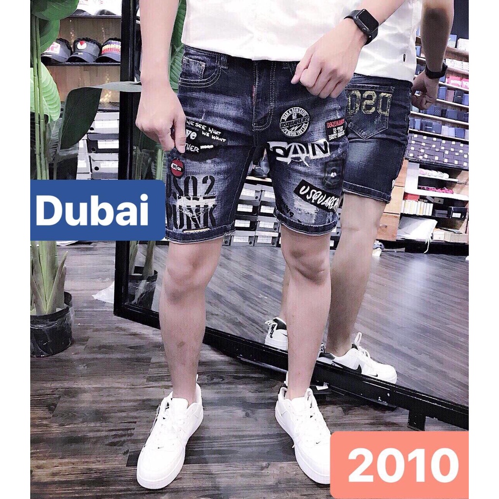 QUẦN SHORT SỌT JEAN NAM CHẤT BÒ ĐEN XANH THÊU LỬNG NGỐ UNISEX CAO CẤP DB-2010,DUBAI FASHION