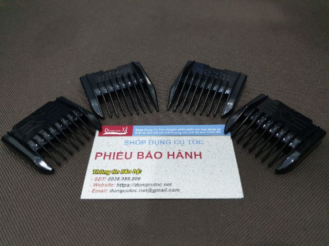 Cữ Tông Đơ Cao Cấp, Bộ 4 Cữ Nhựa 1mm, 2mm Và 2 Cữ Xéo Cắt Hai Bên Tai.(Ảnh thật)