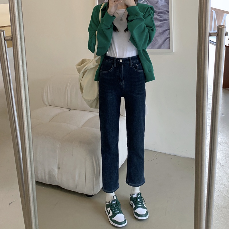 QA18_Quần jeans ống đứng suông cạp cao phong cách ulzzang Hàn quốc