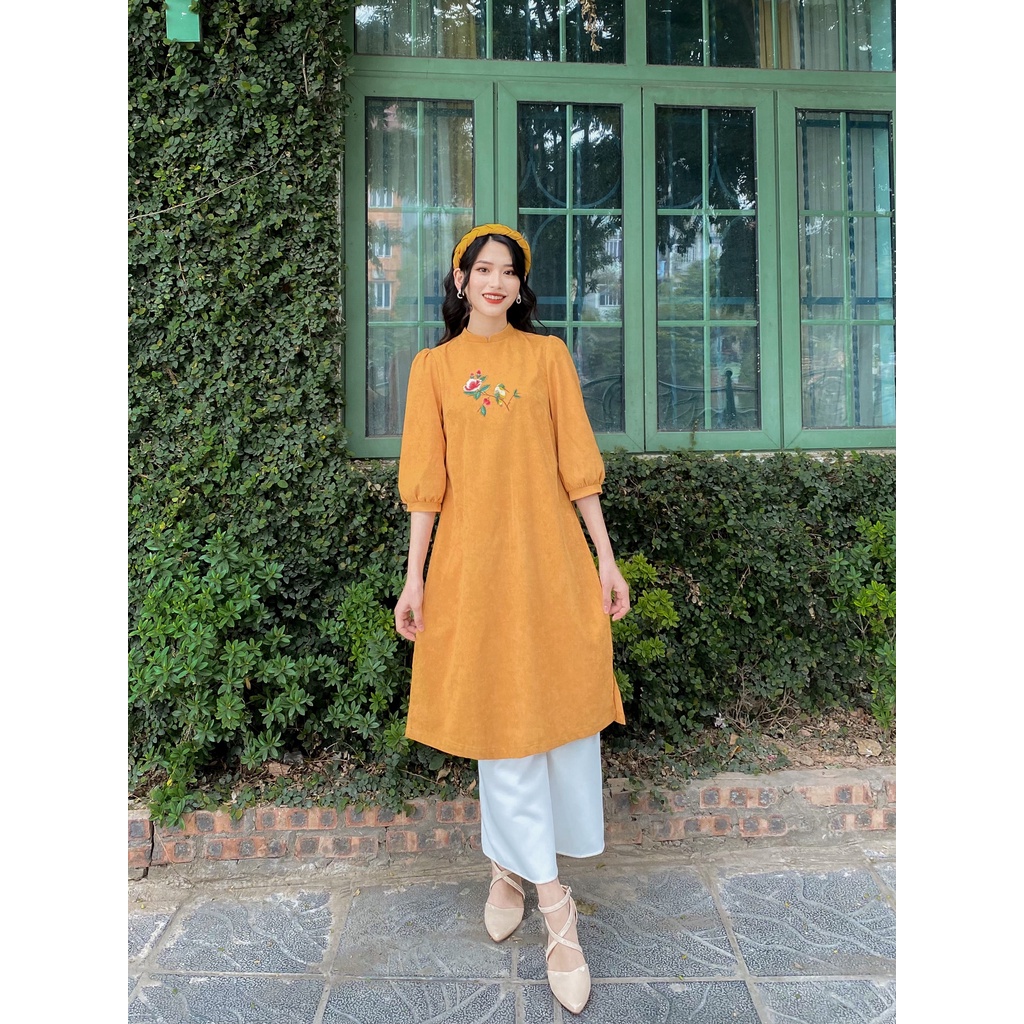 [HÀNG CÓ SẴN] Áo Dài Bình An May Boutique màu vàng Freesize SAD21D_112.007-YL-F
