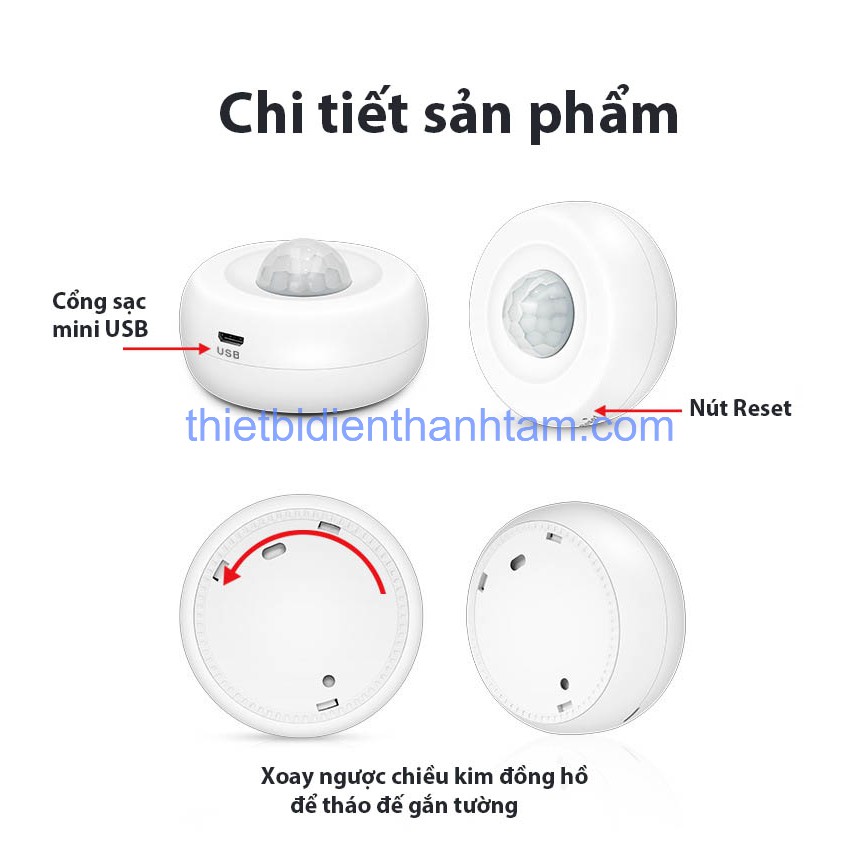 [ TT-PIR1 ] Cảm Biến Báo Động Hồng Ngoại  Lắp Trần Wifi  app Tuya