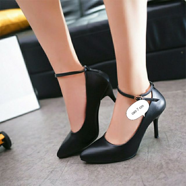 Giày size nhỏ size 34 đế đũa 9 phân màu đen