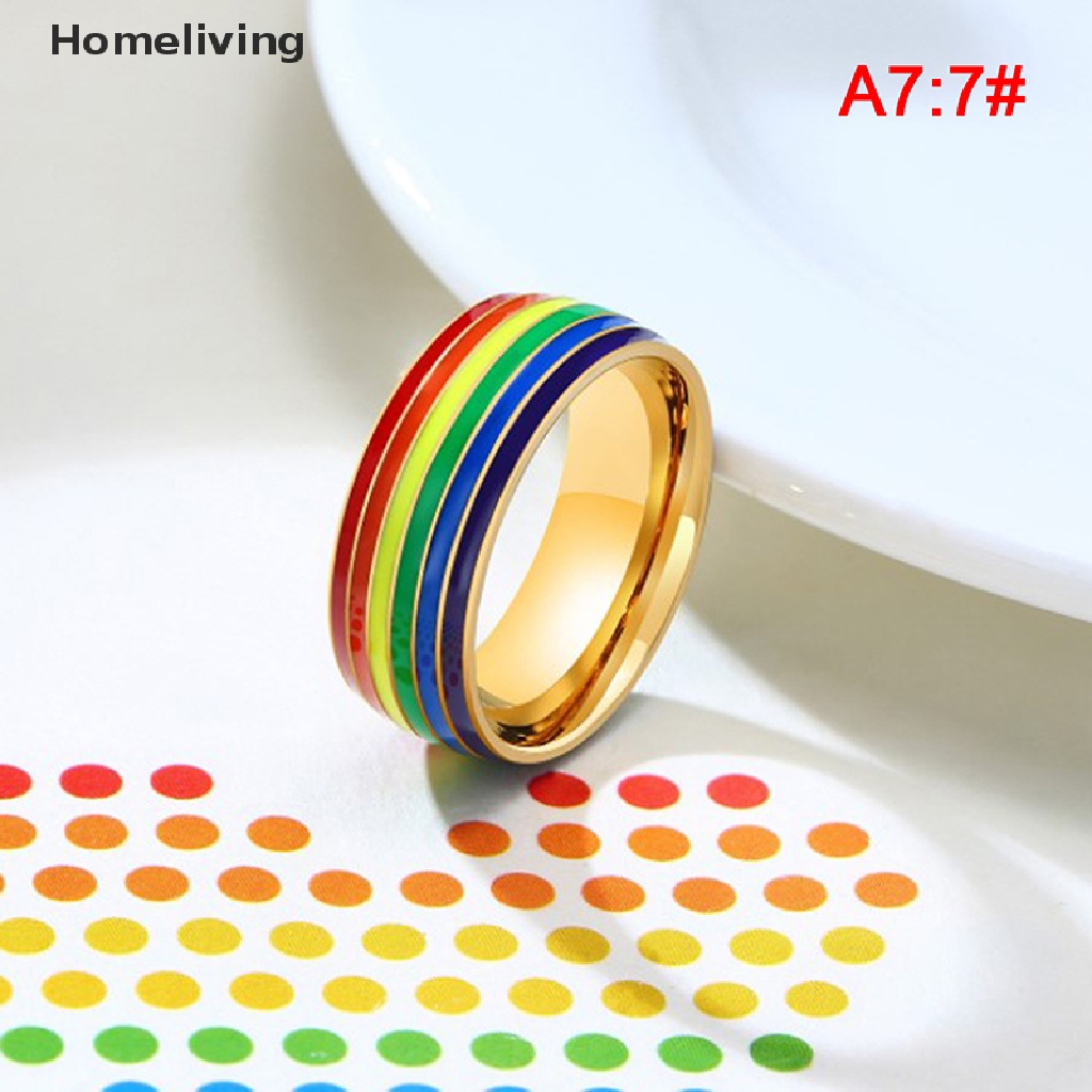 Nhẫn Cầu Vồng LGBT Bằng Thép Không Gỉ