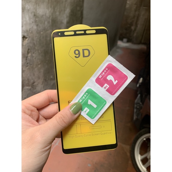 A8 Star_ Kính cường lực full màn 9D Sam Sung A8 Star tặng kèm giấy lau màn hình