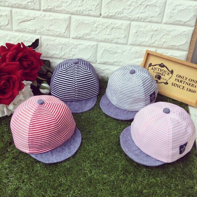 Mũ Nón Lưỡi Trai Mềm Sọc Cotton Cho Bé