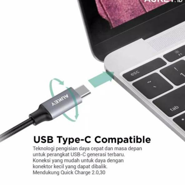 Dây Cáp Sạc Nhanh Bện Sợi Nylon 6ca Aukey Cb-Cd2 1m Type C 3.0