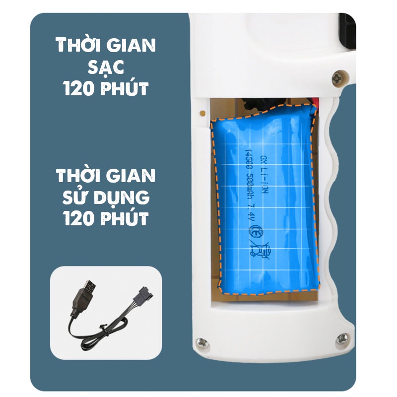 Đồ chơi vận động súng phun nước tự động áp lực mạnh khoảng cách xa - dùng pin sạc lại