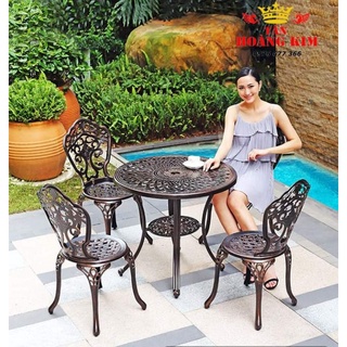 Bộ bàn ghế nhôm đúc nhập khẩu sân vườn mẫu hoa lan