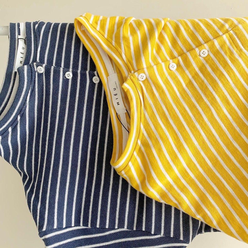 [Miều-SALE] Áo tay dài form rộng họa tiết sọc ATD Button