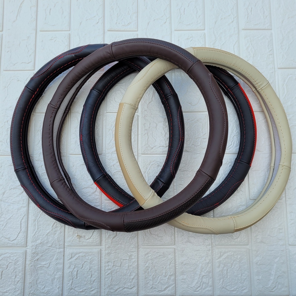 Bọc Vô Lăng, Tay Lái Ô Tô Chất Liệu Da Bò Thật 100% Size 38cm Cho Mọi Dòng Xe
