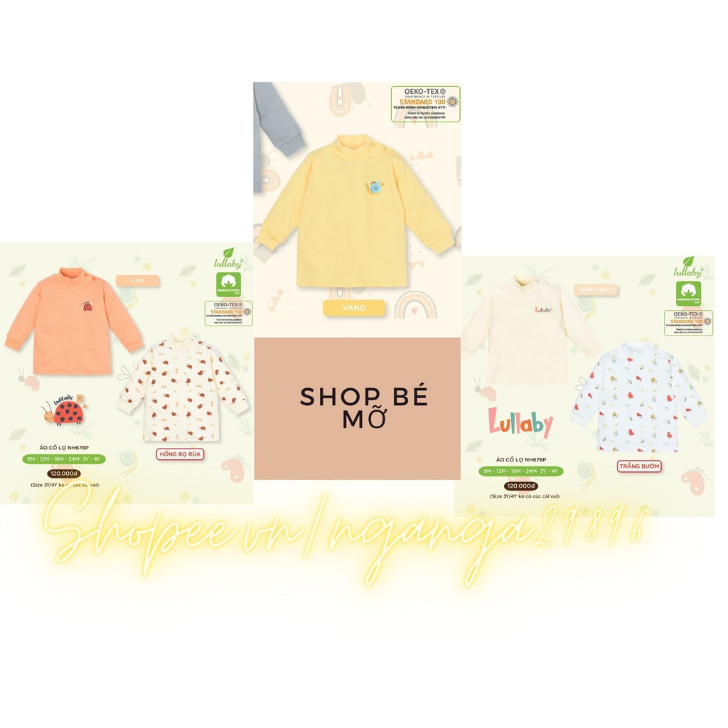 LULLABY ( ảnh thât) Áo cổ lọ bé gái - Mẫu mới 2021 INTERLOCK 100% PREMIUM COTTON (Cotton cao cấp dày dặn)