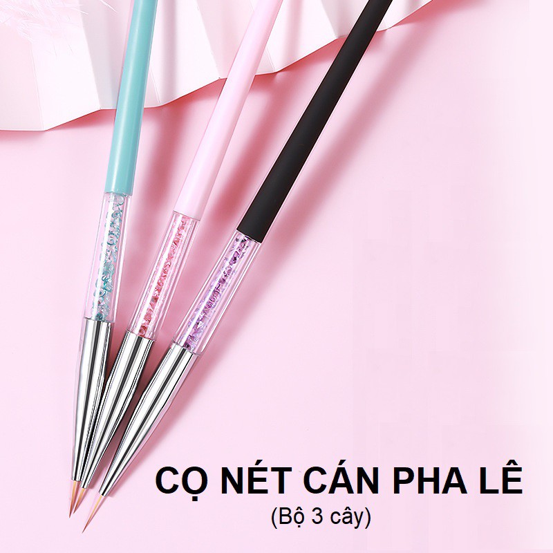 Set 3 cây cọ nét cán pha lê làm móng