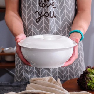 Thố trắng bằng sứ - Thố đựng cơm canh có nắp đậy - Thố trắng bằng sứ