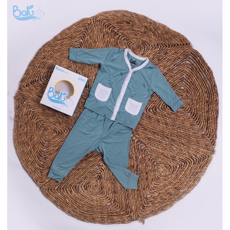 [Siêu Sale] [Chính hãng] BỘ CÀI GIƯA, BODY DÀI TAY SƠ SINH SỢI TRE ORGANIC BARU BABY