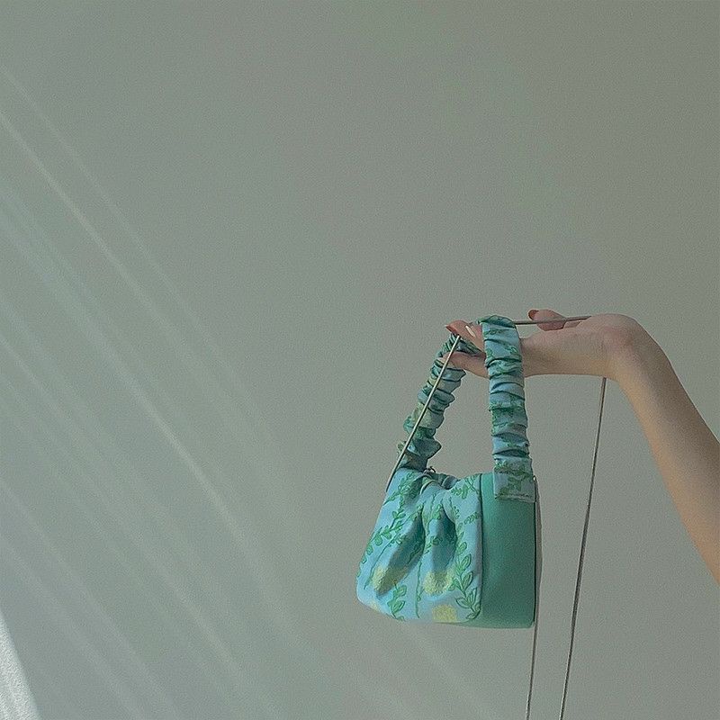 TÚI XÁCH NỮ VINTAGE XANH LÁ HOA NHÍ THÊU MÀU XANH NGỌC / TÚI KẸP NÁCH / TÚI ĐEO CHÉO