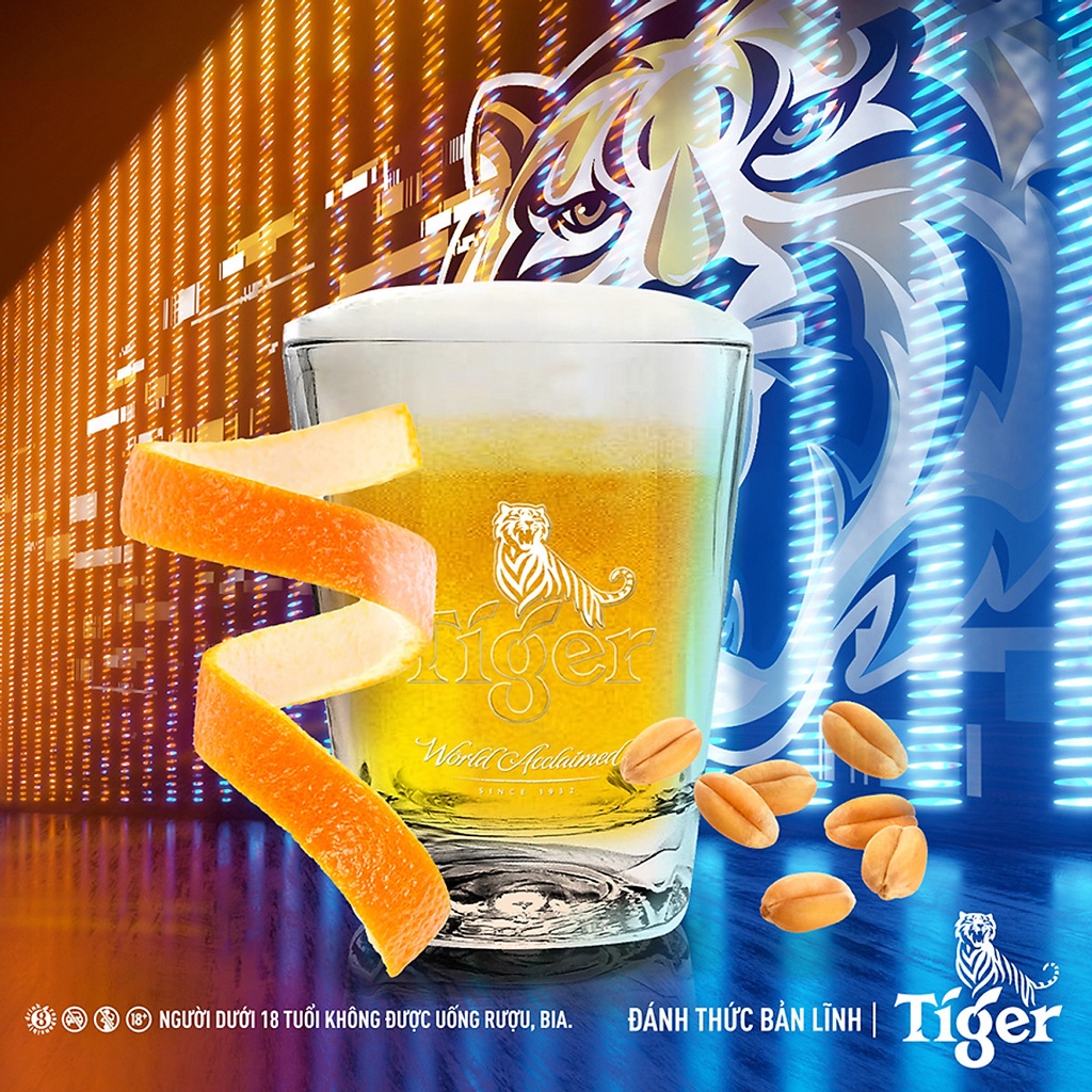 Thùng 24 lon bia lúa mì Tiger Platinum Wheat Lager 330ml/lon