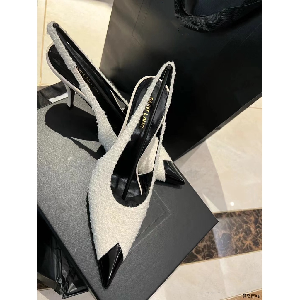 Giày Cao Gót Mũi Nhọn Màu Đen Phong Cách Quyến Rũ 2022