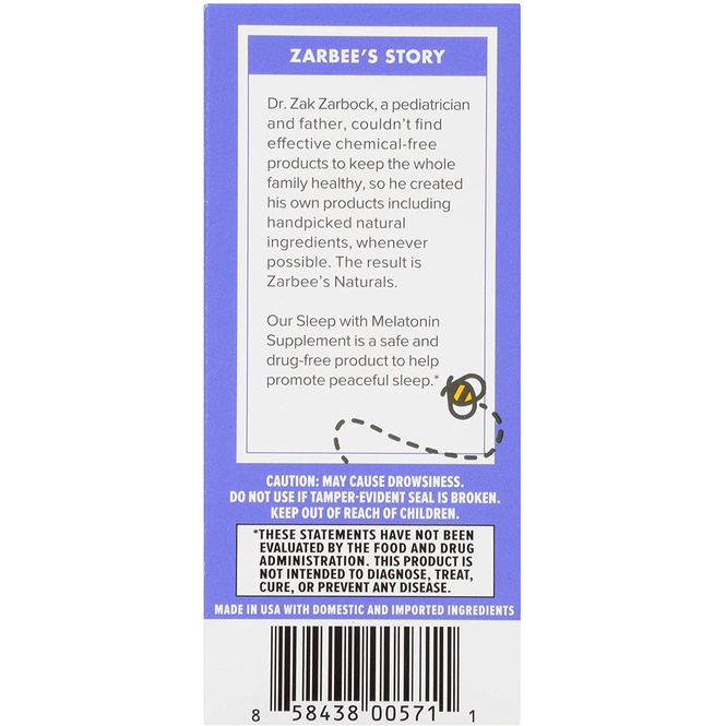 Zarbee's Naturals Children's Sleep Liquid 30ml - Siro Giúp Bé Ngủ Ngon