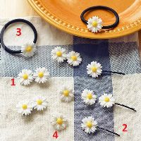 Kẹp tóc - cột tóc hoa cúc họa mi trắng