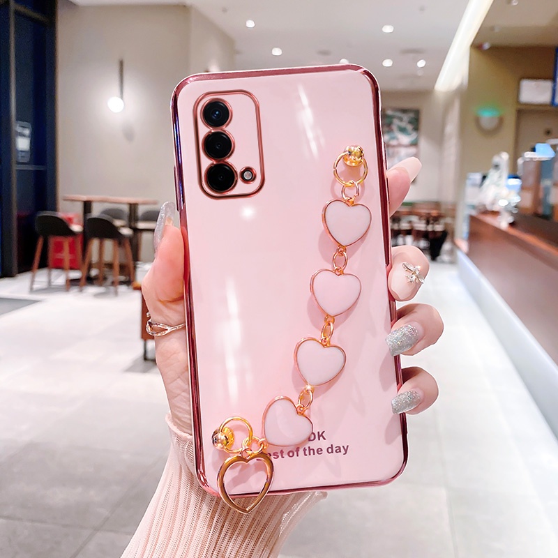 Ốp lưng oppo a74 4g a95 Ốp Điện Thoại Silicon Có Dây Đeo Họa Tiết Nữ Tính Cho oppo a74 4g a95