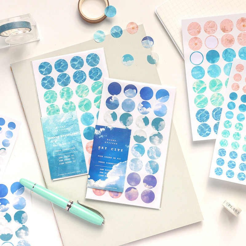 Combo 03 miếng dot sticker dán sổ chấm tròn to nhiều họa tiết dùng dán trang trí sketchbook/ tập vở/ nhật ký - VP029