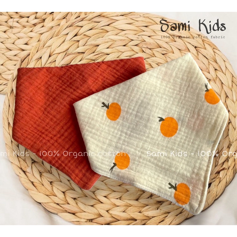 SET 2 YẾM XÔ MUSLIN thấm hút tốt, giữ ấm cổ bé 100% organic cotton