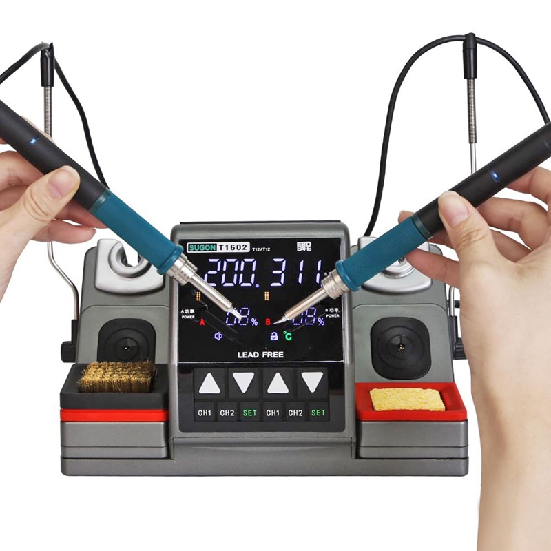 Trạm hàn T12 SUGON T1602 - 2 tay hàn công suất 120W (tặng kèm 3 mũi hàn)