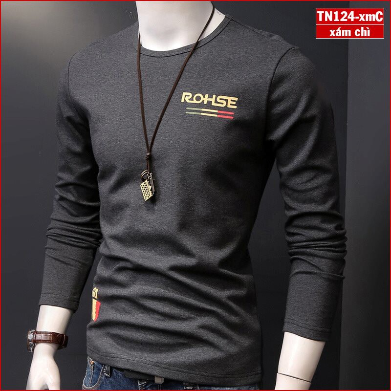 Áo thun nam tay dài ROHSE TN124 vải sợi tre tổng hợp bảo vệ môi trường | BigBuy360 - bigbuy360.vn
