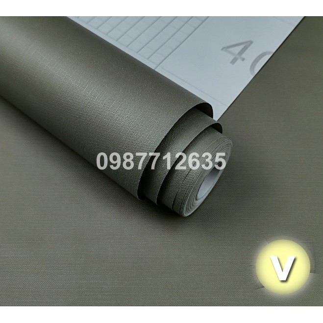 10m Giấy dán tường màu GHI ĐẬM có sẵn keo khổ rộng 45cm