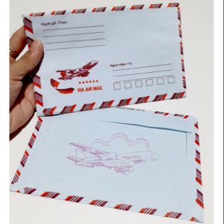 Xấp 10 bao thư sọc bưu điện (loại mỏng)