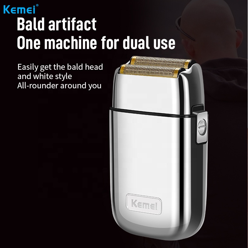 Máy Cạo Râu Kemei KM-TX1 Màu Vàng Và Bạc Tiện Dụng Cho Nam
