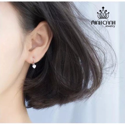 Khuyên Tai Móc Treo Họa Tiết Trái Tim Bạc S925 - Minh Canh Jewelry