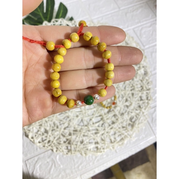 Vòng dâu tằm mix hạt bạc 925 và hạt phong thủy, kèm túi zip, có giấy dán kèm cho bé