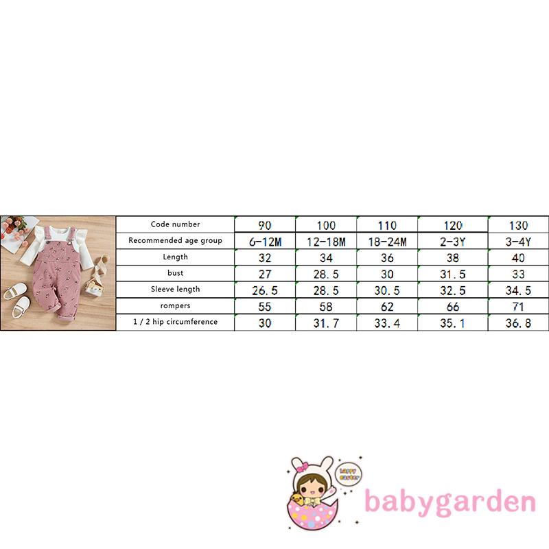 Set Đồ 2 Món Gồm Áo Tay Dài Cổ Tròn Màu Trơn In Họa Tiết Hoa + Quần Dài Có Dây Đeo Cho Bé Gái 6 Tháng-4 Tuổi