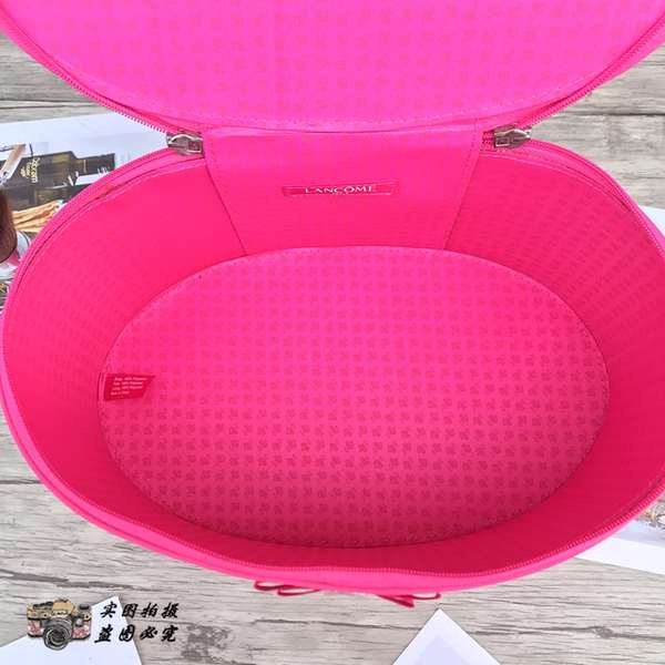 Túi đựng mỹ phẩm cỡ lớn màu đỏ hồng mẫu Lancome làm đẹp tinh tế