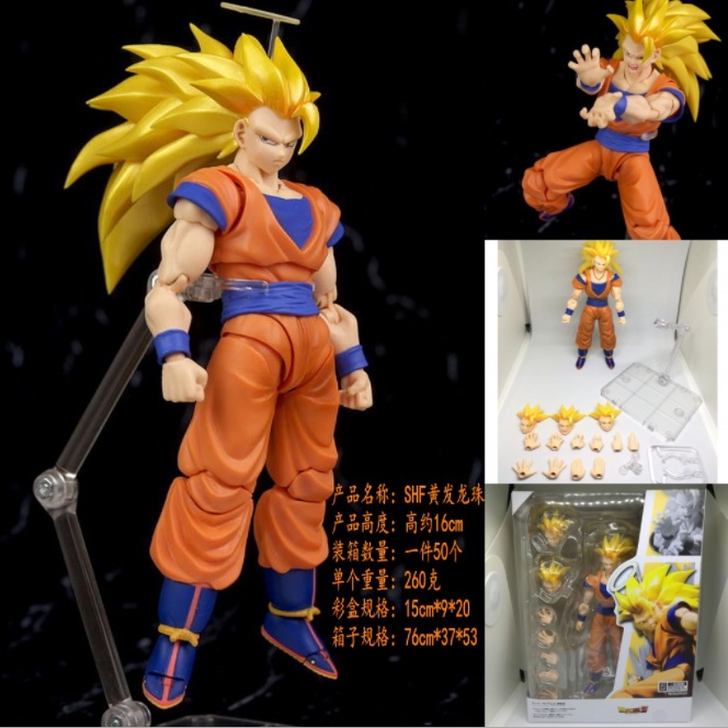 (Hết hàng) Mô hình khớp Dragon Ball Goku Super Saiyan 3 tóc vàng xấp xỉ 16cm