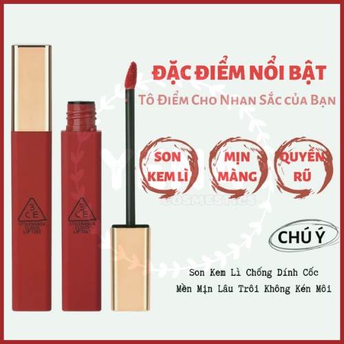 Son Kem  3CE Cloud Lip Tint Live A Liitle (đỏ đất)