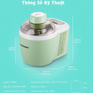 Máy làm kem tươi gia đình Tiross TS9090,Sản Phẩm Chính Hãng, Bảo Hành 12 Tháng