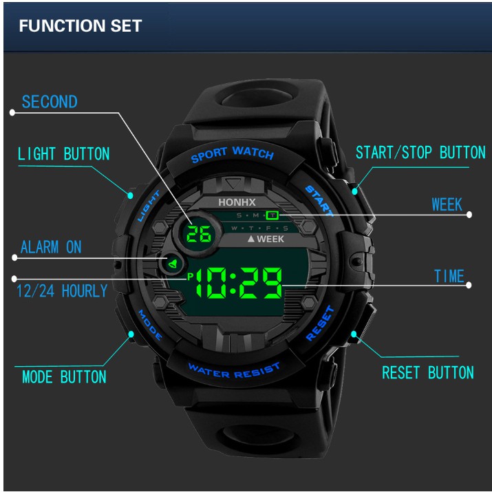 Đồng Hồ Thể Thao Điện Tử Trẻ Em HONHX, Đèn Nền Rực Rỡ DH20