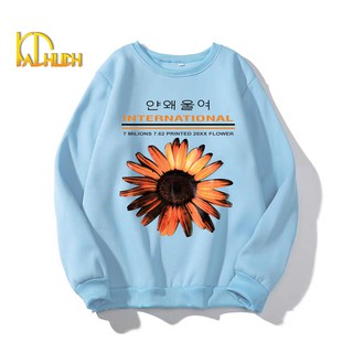 Áo sweater nam nữ in hoa chất liệu vải nỉ bông mềm mịn size từ 40-70kg