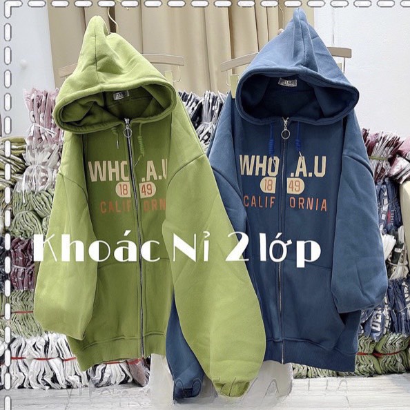 Áo nỉ nữ hoodie form rộng mũ 2 lớp siêu dài