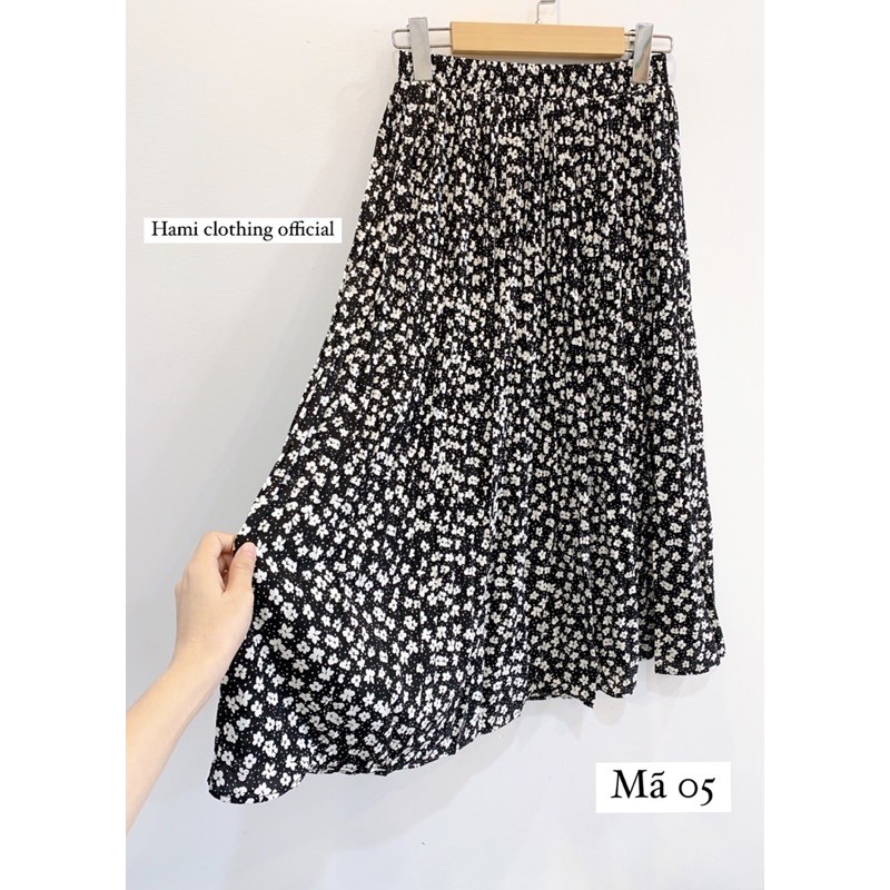 Chân váy hoa nhí xếp ly 2 lớp chất voan lụa Hàn Quốc cao cấp mềm mát, chống nhăn | BigBuy360 - bigbuy360.vn