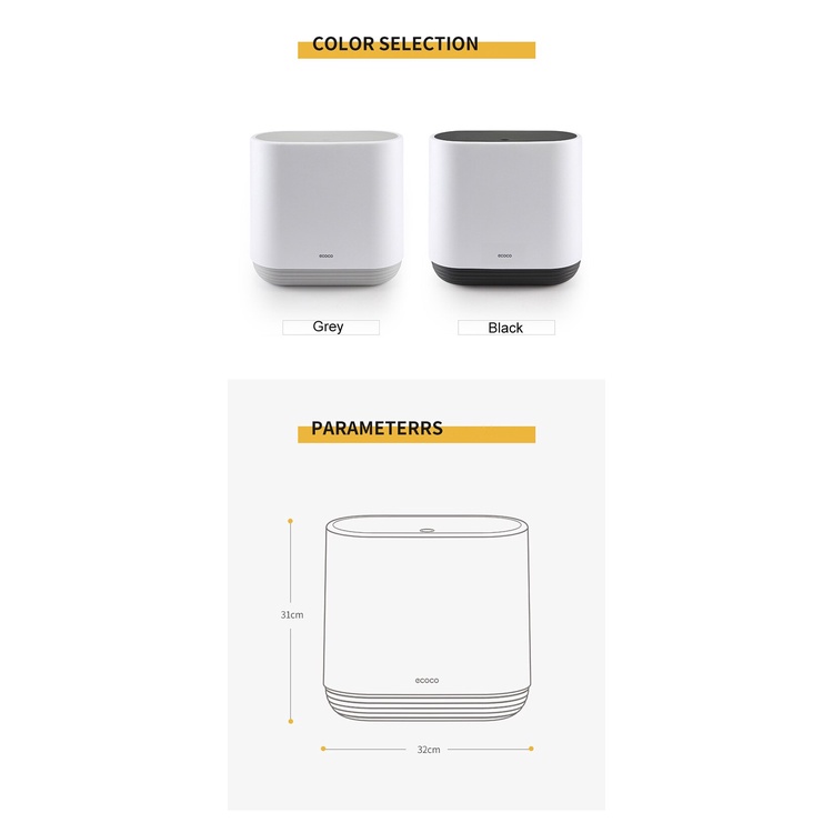 Aki shop [Chính hãng] Thùng rác thông minh Ecoco dung tích 10L, thùng đựng rác CAO CẤP công nghệ Nhật Bản decor