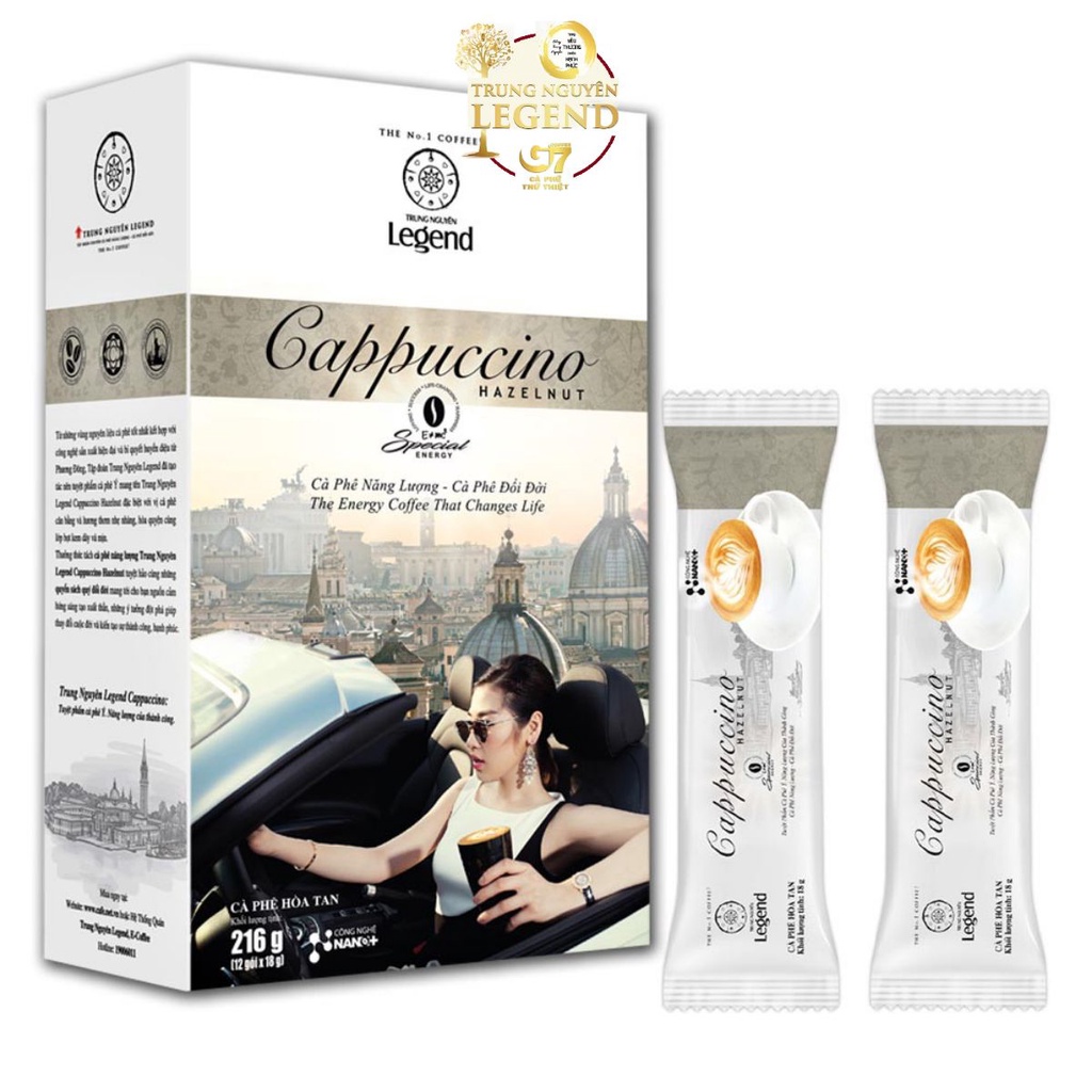 Cà phê hòa tan Cappuccino Hazelnut - Trung Nguyên Legend - Hộp 216gr