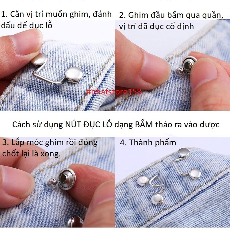 Bộ Nút bấm điều chỉnh bóp eo quần, chân váy 1 bộ 1 bên
