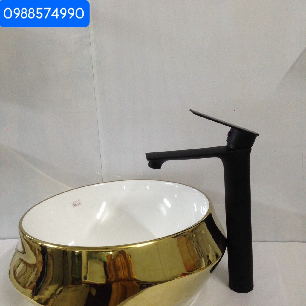 Vòi Lavabo cao. Hàng đồng bền đẹp, màu đen sang trọng cho phòng tắm ( Ảnh thực tế )